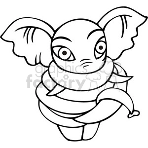 black and white image of a Republican elephant tied up