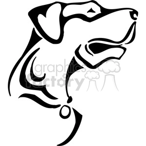 The image is a black and white outline graphic of a dog's head in profile. It is a stylized, almost tribal design suitable for use in vinyl applications or tattoos.