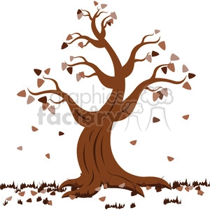 vector cartoon tree in the fall autumn