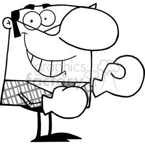Clipart of Smiling Business Manager With Boxing Gloves