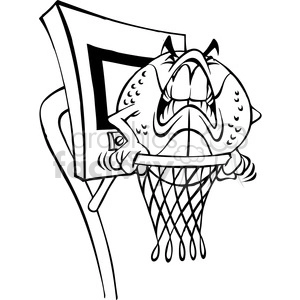 cartoon basketball character ball bw