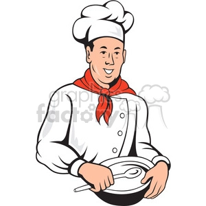 chef holding spoon and bowl front