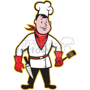 chef standing front spatula 001