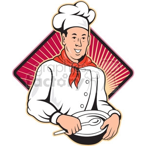 chef holding spoon and bowl front BG