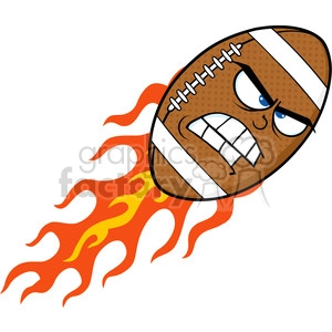 6564 Royalty Free Clip Art Angry Flaming American Football Ball Cartoon Mascot Character