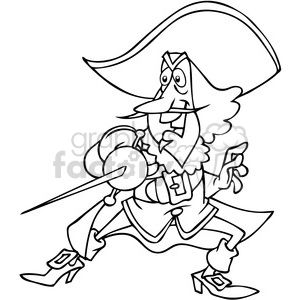 musketeer soldier cartoon in black and white