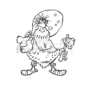 Cavernicola caveman cartoon character bw
