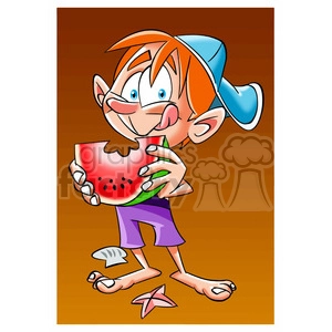 image of boy eating watermelon nina comiendo sandia