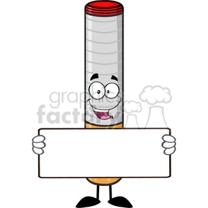 royalty free rf clipart illustration electronic cigarette cartoon mascot character holding a blank sign vector illustration isolated on white background