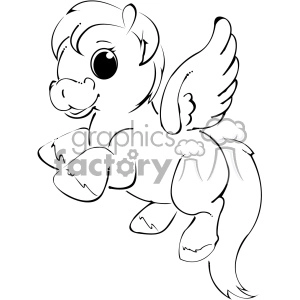 The clipart image features a cartoon-styled drawing of a whimsical, winged horse, reminiscent of a Pegasus or what might be described as a little pony with a fantasy element due to its wings.