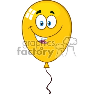 10746 Royalty Free RF Clipart Smiling Yellow Balloon Cartoon Mascot Character Vector Illustration