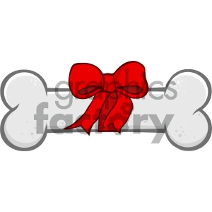 The image is a clipart of a bone with a red bow tied around it.