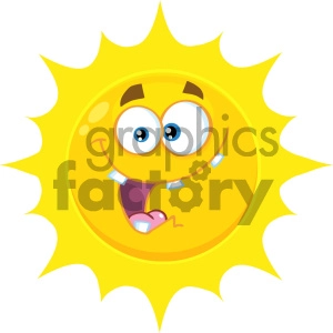 Royalty Free RF Clipart Illustration Crazy Yellow Sun Cartoon Emoji Face Character With Expression Vector Illustration Isolated On White Background
