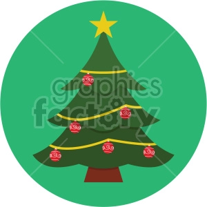 christmas tree on green circle background icon