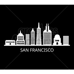 san francisco city skyline vector on black