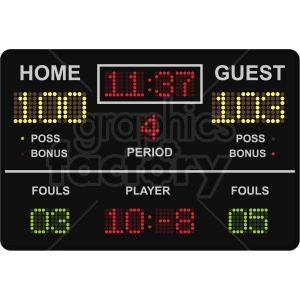 basketball scoreboard vector clipart