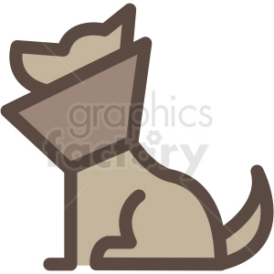 The clipart image depicts a stylized dog wearing a medical collar, commonly known as a cone or Elizabethan collar, used to prevent animals from licking or scratching at wounds or surgical sites. The dog appears to be calm and is facing to its right with its tail slightly curved.