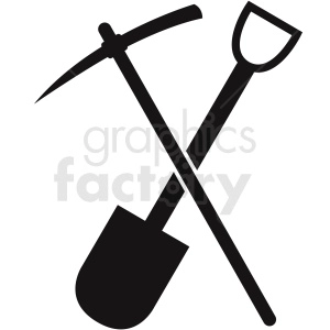 shovel with pickaxe vector clipart