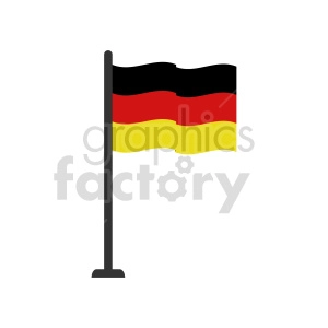 This clipart image features a flagpole bearing the flag of Germany. The flag is depicted with its three horizontal bands of black, red, and gold (from top to bottom).