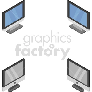 isometric pc monitor vector icon clipart 1