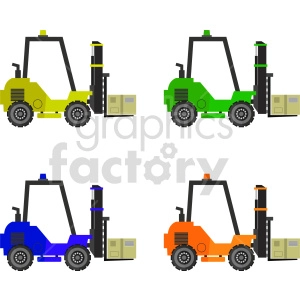 forklift lifting boxes vector graphic bundle