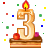 3 number+3 Animations Mini+Alphabets birthday celebration candle 