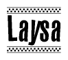 The clipart image displays the text Laysa in a bold, stylized font. It is enclosed in a rectangular border with a checkerboard pattern running below and above the text, similar to a finish line in racing. 