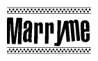 The clipart image displays the text Marryme in a bold, stylized font. It is enclosed in a rectangular border with a checkerboard pattern running below and above the text, similar to a finish line in racing. 