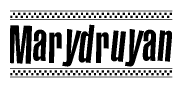 The image contains the text Marydruyan in a bold, stylized font, with a checkered flag pattern bordering the top and bottom of the text.
