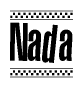 The clipart image displays the text Nada in a bold, stylized font. It is enclosed in a rectangular border with a checkerboard pattern running below and above the text, similar to a finish line in racing. 