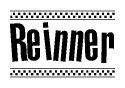 The image contains the text Reinner in a bold, stylized font, with a checkered flag pattern bordering the top and bottom of the text.