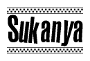 The clipart image displays the text Sukanya in a bold, stylized font. It is enclosed in a rectangular border with a checkerboard pattern running below and above the text, similar to a finish line in racing. 