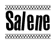 The clipart image displays the text Salene in a bold, stylized font. It is enclosed in a rectangular border with a checkerboard pattern running below and above the text, similar to a finish line in racing. 
