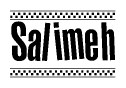 The image contains the text Salimeh in a bold, stylized font, with a checkered flag pattern bordering the top and bottom of the text.