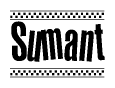 The clipart image displays the text Sumant in a bold, stylized font. It is enclosed in a rectangular border with a checkerboard pattern running below and above the text, similar to a finish line in racing. 