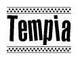 The clipart image displays the text Tempia in a bold, stylized font. It is enclosed in a rectangular border with a checkerboard pattern running below and above the text, similar to a finish line in racing. 