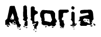 The image contains the word Altoria in a stylized font with a static looking effect at the bottom of the words