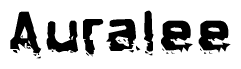 The image contains the word Auralee in a stylized font with a static looking effect at the bottom of the words