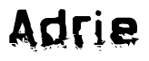 The image contains the word Adrie in a stylized font with a static looking effect at the bottom of the words