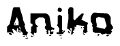 This nametag says Aniko, and has a static looking effect at the bottom of the words. The words are in a stylized font.