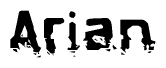 The image contains the word Arian in a stylized font with a static looking effect at the bottom of the words