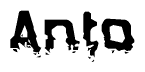 The image contains the word Anto in a stylized font with a static looking effect at the bottom of the words