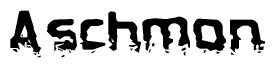 The image contains the word Aschmon in a stylized font with a static looking effect at the bottom of the words