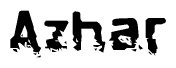 The image contains the word Azhar in a stylized font with a static looking effect at the bottom of the words