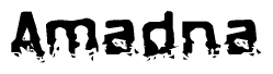 The image contains the word Amadna in a stylized font with a static looking effect at the bottom of the words