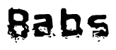The image contains the word Babs in a stylized font with a static looking effect at the bottom of the words