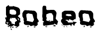 The image contains the word Bobeo in a stylized font with a static looking effect at the bottom of the words