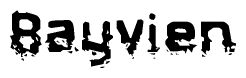 The image contains the word Bayvien in a stylized font with a static looking effect at the bottom of the words