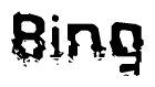 This nametag says Bing, and has a static looking effect at the bottom of the words. The words are in a stylized font.