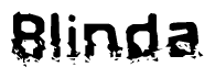 The image contains the word Blinda in a stylized font with a static looking effect at the bottom of the words